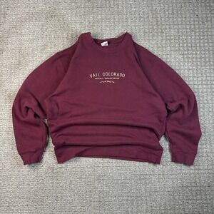Delta Fleece Vail Colorado Rocky Mountains Sweatshirt Maroon Mens XL Crewneck